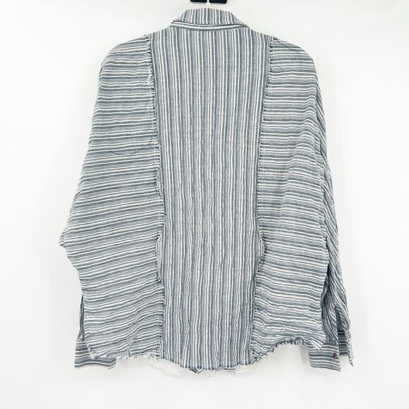 Gimmicks BKE Womens Boho Coastal Striped Lace Long Sleeve Button Up Shirt Size M - Picture 8 of 8